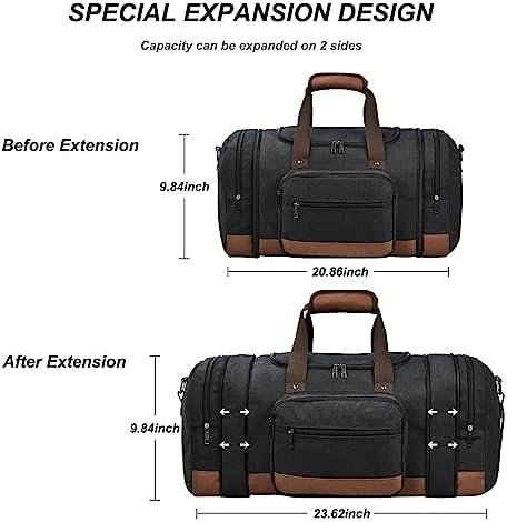 Duffle Bag for Travel,Carry on Bag Travel Bags for Men Canvas Duffel Bag Overnight Weekend Gym Bag Carry On Luggage Bags Black with Toiletry Bag - Image 3