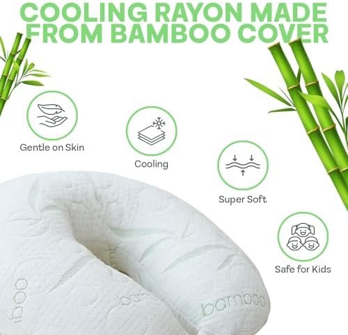 White Travel Pillows for Airplanes, Rayon Neck Pillow for Proper Support, Best Rated Travel Pillows with Cooling Memory Foam, Neck Pillows for Sleeping Travel, Airplane Headrest Pillow - Image 4