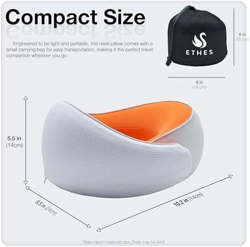 Travel Neck Pillow, Memory Foam Ergonomic Neck Pillow for Travel.Neck Support Travel Pillow for Airplane/Car Trips. Lightweight Design for Neck Pain Relief. Plane Pillow. Neck Travel Pillow - Image 4
