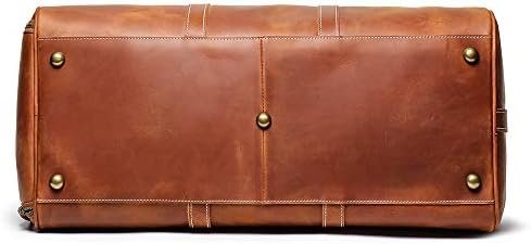 Leather Travel Duffel Bag, Mens Classic Gift Leather Weekend Bag Overnight Full Grain Retro Sport Gym Carry on Luggage YKK Zipper (Brown) - Image 4