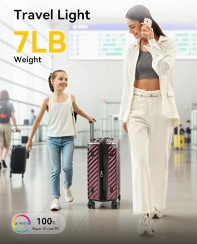 LUGGEX Carry On Luggage 22x14x9 Airline Approved - 35L Polycarbonate Expandable Hard Shell Suitcase with Spinner Wheels (Black, 20 Inch) - Image 8