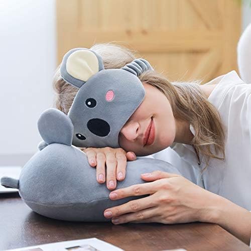 Memory Foam Animal Travel Pillow, Comfortable Neck Pillow with Cute Eye Mask Lightweight Traveling Pillow for Airplane, Car, Train, Bus and Home Use (Koala) - Image 3