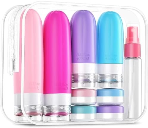 Gemice 16 Pack Travel Size Bottles, TSA Approved Leakproof Travel Containers for Toiletries, Silicone Refillable Travel Essentials Accessories with Travel Bag for Shampoo Conditioner
