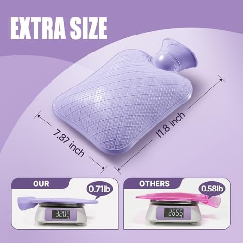 FORICOM Fuzzy Hot Water Bottle with Soft Cover, Sweater,Hot Water Bags for Pain Relief 2Liter,Heat Pad,Hot and Cold Therapy,Menstrual,Bpa Free(Sky Blue) - Image 4