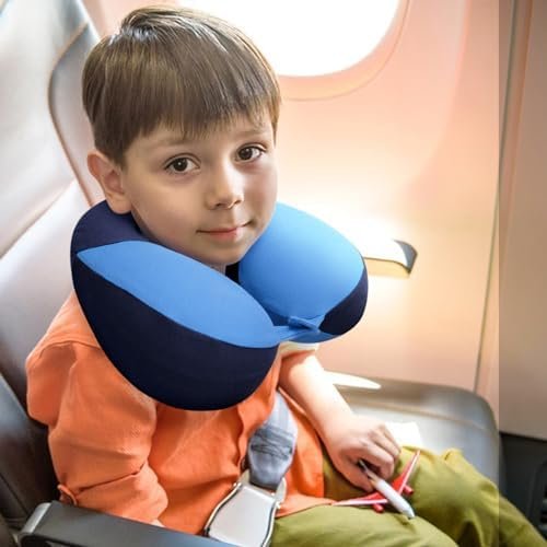 COOLBEBE Kids Chin Supporting Travel Neck Pillow,Softly Double Support Neck Pillow for Car & Airplane, Traveling Gifts for Toddler & Children(1, Haze Blue) - Image 8