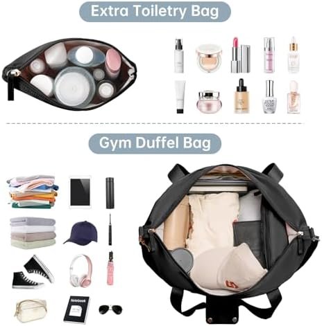ETRONIK Gym Bag for Women, Travel Duffel Bag with USB Charging Port, Weekender Overnight Bag with Wet Pocket and Shoes Compartment for Women, Travel, Gym, Yoga (Black) - Image 3