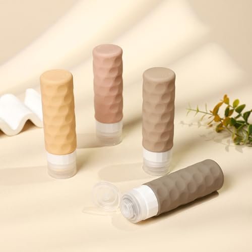 Travel Bottles for Toiletries, 4pcs Tsa Approved 3oz Travel Size Containers, BPA Free Leak Proof Premium Silicone Travel Bottles, Refillable Liquid Travel Accessories W/Toiletry Bag(Apricot) - Image 6
