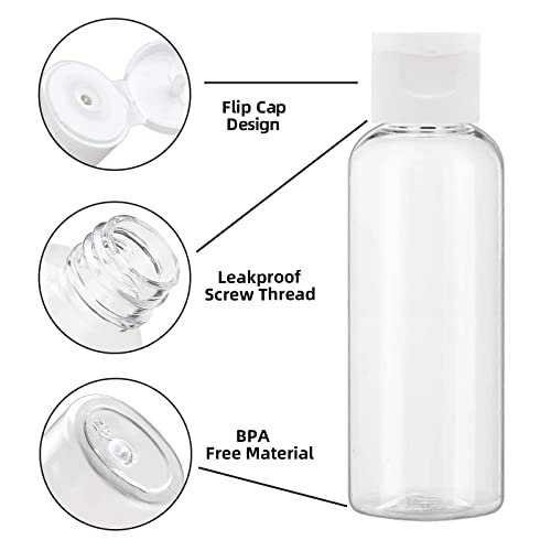 2 Oz Plastic Containers with Lids, Clear Travel Bottles for Toiletries Shampoo Refillable Travel Containers - Set of 25 - Image 3