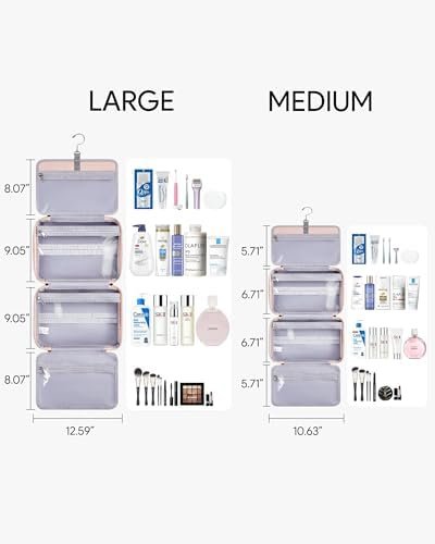 OlarHike Travel Toiletry Hanging Bag Waterproof Bags, Makeup bag, Toiletries, Jewelry, Travel Essentials 3 in 1 Packing Organizers, Cosmetic Travel-Sized Container, Medium Capacity for Women pink - Image 5