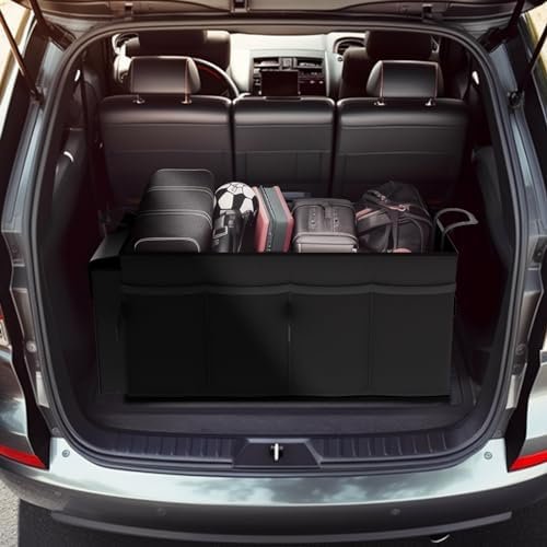 HOTOR Trunk Organizer for Car - Large-Capacity Car Organizer, Foldable Trunk organizer for SUVs & Sedans, Sturdy Car Organization for Car Accessories, Tools, Sundries, Black, 2 Compartments - Image 7