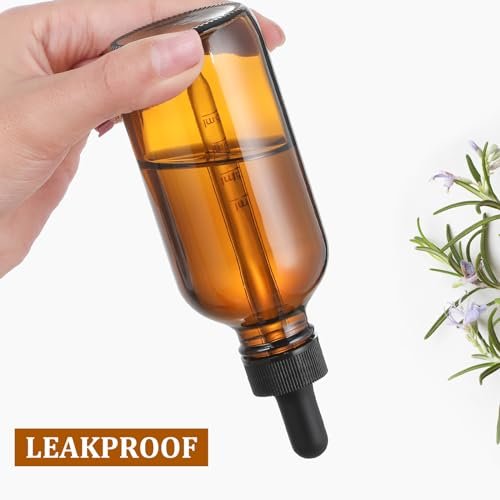 4 Pack 100ml Glass Dropper Bottles with Measured Dropper - 3.4oz Dark Amber Tincture Bottles with Graduated Calibrated Glass Eye Droppers (1ml) for Essential Oils, Liquids - Leakproof Travel Bottles - Image 6