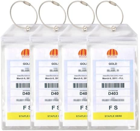 SWATOM Cruise Luggage Tags for Suitcases 4 Sets Carnival, NCL, Princess & MSC Waterproof Clear Luggage Bag Tag Holders for 2024 & 2025 Cruise Ships Essentials