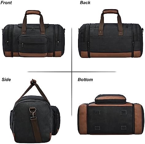 Duffle Bag for Travel,Carry on Bag Travel Bags for Men Canvas Duffel Bag Overnight Weekend Gym Bag Carry On Luggage Bags Black with Toiletry Bag - Image 6