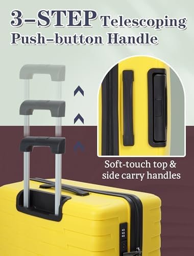 Carry On Luggage 22x14x9 Airline Approved, 20 Inch Carry on Suitcases with Wheels, PP Lightweight Carry-on Luggage, Suitcase with Wheels and TSA Lock - Image 3