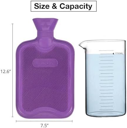 HomeTop Premium Classic Rubber Hot or Cold Water Bottle with Soft Fleece Cover (2 Liters, Purple) - Image 4