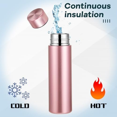 Irenare 5oz Mini Water Bottle Mini Insulated Stainless Steel Bottle Purse Water Bottle Cute Leak Proof Water Flask Keeps Drink Cold and Hot for Purse Women(Pink,1 Piece) - Image 3