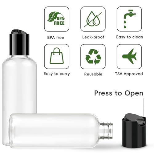 TUZAZO 10 Pack 3.4 oz Travel Bottles for Toiletries TSA Approved Leakproof Travel Size Containers Empty Small Plastic Shampoo Lotion Bottles with Labels (Clear) - Image 3