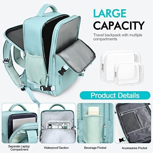Travel Backpack for Men Women, TSA Friendly Carry-on Backpack Luggage Airline Approved, Personal Item Backpack Bag, Backpack for Traveling, Blue-Green - Image 5