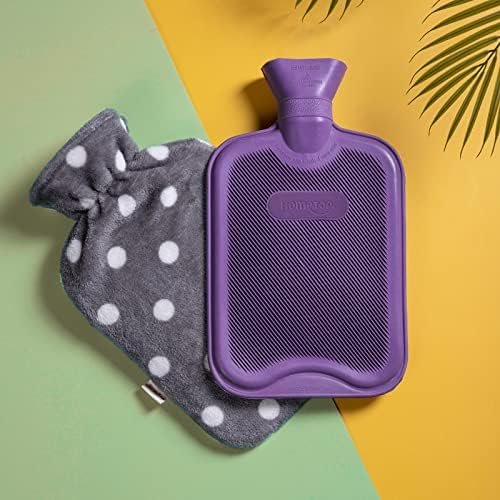 HomeTop Premium Classic Rubber Hot or Cold Water Bottle with Soft Fleece Cover (2 Liters, Purple) - Image 6