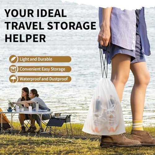 20 Pack Shoe Bags for Travel, Large Clear Travel Shoe Bags for Packing,15.7" x 11.8" Waterproof Portable Drawstring Travel Shoe Storage Bag Travel Essentials for Women Men - Image 3