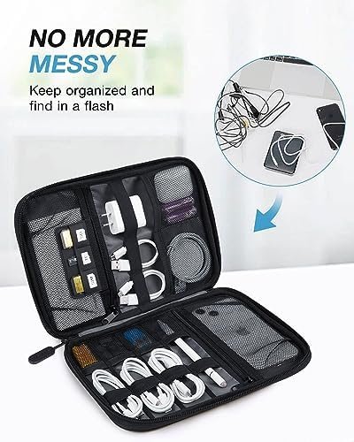 BAGSMART Electronics Organizer Travel Case, Small Cable Organizer Bag for Essentials, Tech Organizer as Accessories, Cord Organizer for Phone, Power Bank, SD Card, Black - Image 2