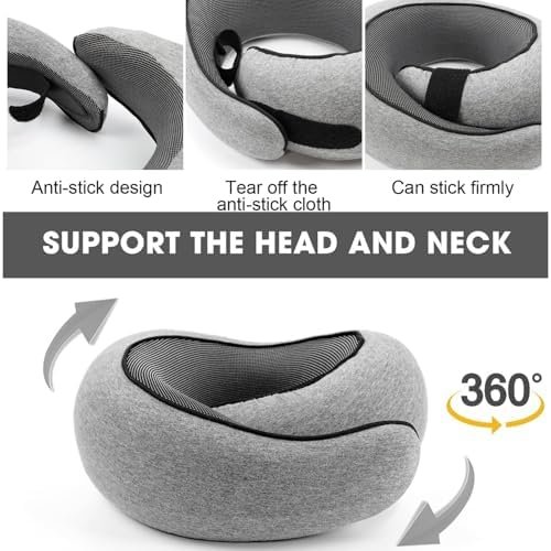 Travel Neck Pillows for Airplanes 2024 New Travel Pillow Neck Travel Pillow Memory Foam Airplane Pillow Soft Airplane Neck Pillow(Dark Grey) - Image 3