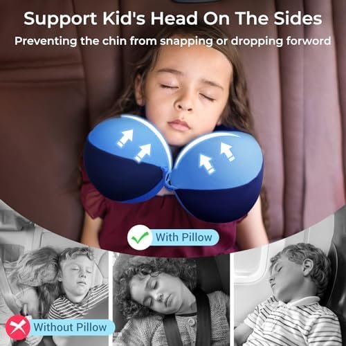 COOLBEBE Kids Chin Supporting Travel Neck Pillow,Softly Double Support Neck Pillow for Car & Airplane, Traveling Gifts for Toddler & Children(1, Haze Blue) - Image 5