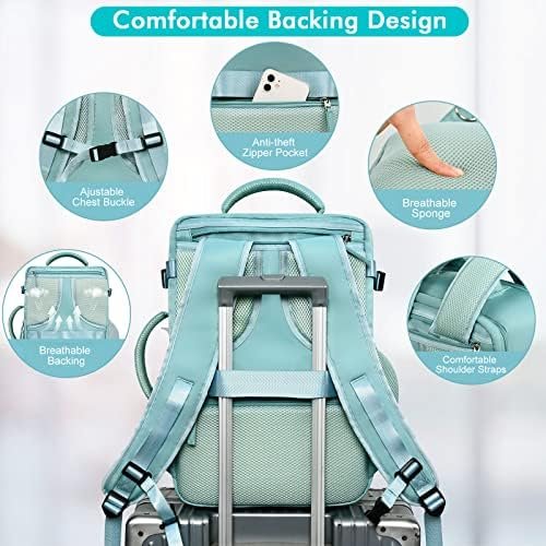 Travel Backpack for Men Women, TSA Friendly Carry-on Backpack Luggage Airline Approved, Personal Item Backpack Bag, Backpack for Traveling, Blue-Green - Image 6