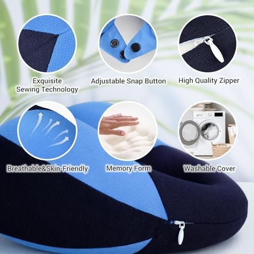 COOLBEBE Kids Chin Supporting Travel Neck Pillow,Softly Double Support Neck Pillow for Car & Airplane, Traveling Gifts for Toddler & Children(1, Haze Blue) - Image 3