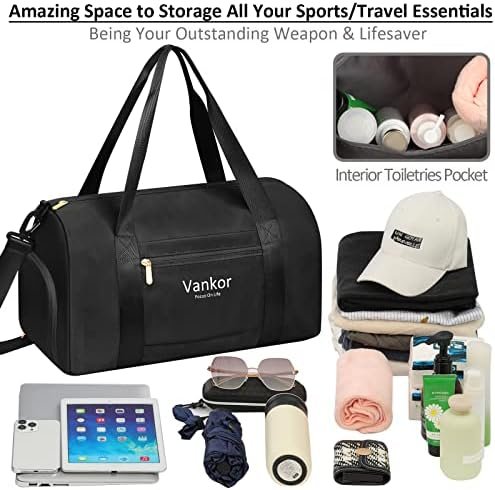 Gym Bag for Women with Shoe Compartment Waterproof, Sports Duffle Bag for Travel Duffel Weekender Carry on Beach Yoga Overnight Luggage Mommy Maternity Hospital Bag Black 17.5 Inch - Image 4