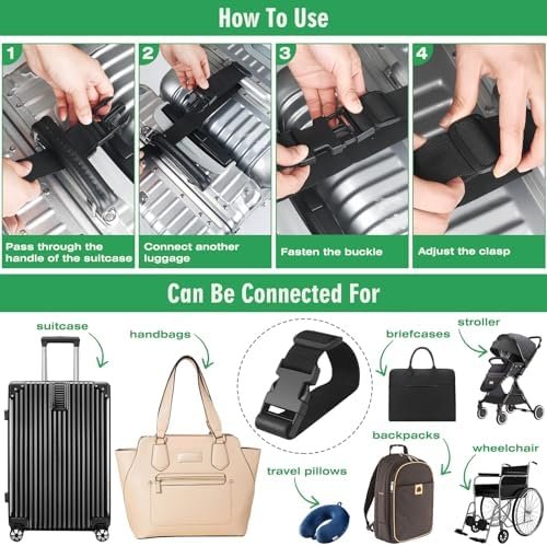 2PCS Add a Bag Luggage Straps for Suitcase, Adjustable Suitcase Strap, Travel Accessories Travel Attachment for Connecting Two Suitcases or Smaller Packages Together -Black - Image 4