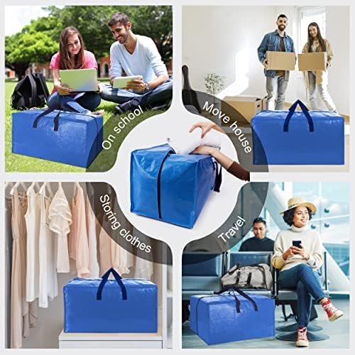 Heavy Duty Extra Large Moving Bags W/Backpack Straps - Strong Handles & Zippers, Storage Totes For Space Saving, Fold Flat, Alternative to Box and Bin (Set of 6, Multicolor) - Image 6