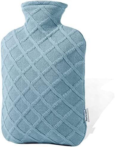 FORICOM Fuzzy Hot Water Bottle with Soft Cover, Sweater,Hot Water Bags for Pain Relief 2Liter,Heat Pad,Hot and Cold Therapy,Menstrual,Bpa Free(Sky Blue)