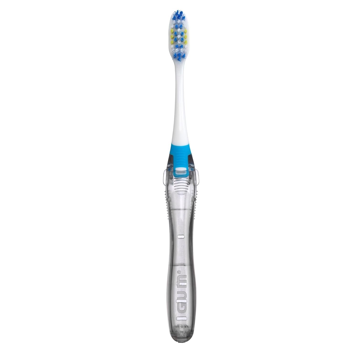 GUM Folding Travel Toothbrush, Compact Head + Tongue Cleaner, Soft Bristled Travel Toothbrushes for Adults, 2ct - Image 3