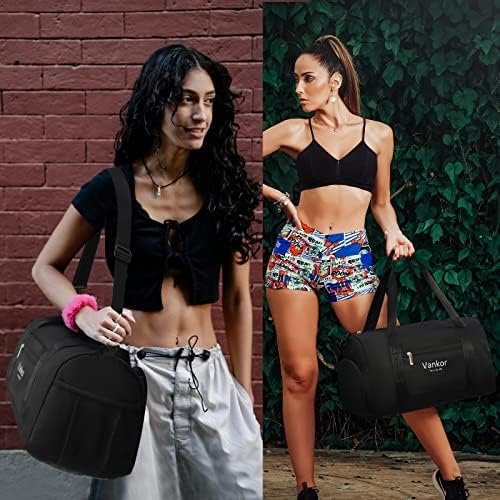 Gym Bag for Women with Shoe Compartment Waterproof, Sports Duffle Bag for Travel Duffel Weekender Carry on Beach Yoga Overnight Luggage Mommy Maternity Hospital Bag Black 17.5 Inch - Image 5