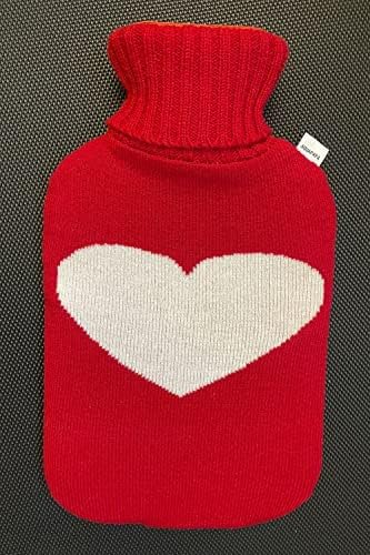 Hot Water Bottle Large Classic Non Toxic Natural Rubber Bag with Heart Red Knit Cover, 2L Pain Relief from Sore Muscle Cramps Injuries Back Pain Warm Cold Therapy, 1/2 Gallon - Image 5