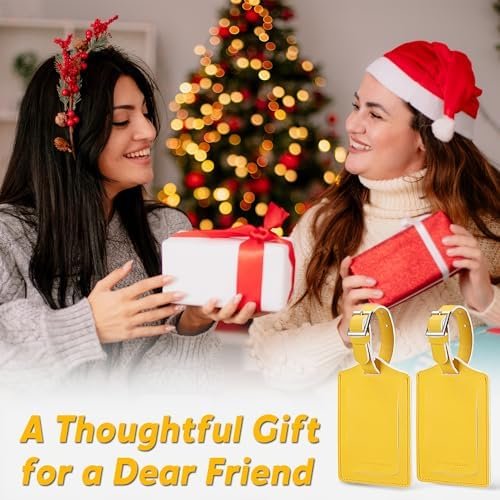 Travelambo Luggage Tag Faux Leather for Suitcase Women Kids Funny Cute (Energetic Yellow) - Image 6