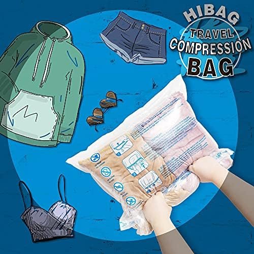 HIBAG 12 Compression Bags for Travel, Travel Essentials Compression Bags, Vacuum Packing Space Saver Zipper Bags for Cruise Travel Accessories (12-Travel) - Image 9
