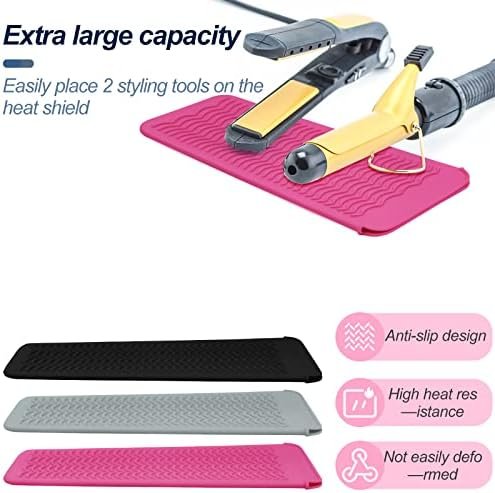 1Pack Silicone Heat Resistant Mat Pouch for Hair Straightener, Curling Iron, Flat Iron and Hot Hair Tools Pink - Image 4