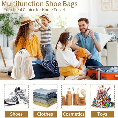 20 Pack Shoe Bags for Travel, Large Clear Travel Shoe Bags for Packing,15.7" x 11.8" Waterproof Portable Drawstring Travel Shoe Storage Bag Travel Essentials for Women Men - Image 6