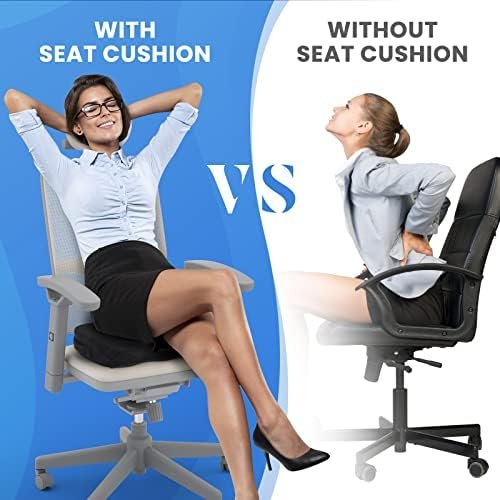 Office/ Car Seat Cushion, Non-Slip Sciatica & Back Coccyx Tailbone Pain Relief Chair Pad, Memory Foam Butt Pillow for Computer Desk, Wheelchair, Driving (Black) - Image 7