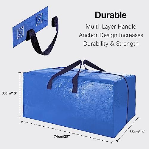 Heavy Duty Extra Large Moving Bags W/Backpack Straps - Strong Handles & Zippers, Storage Totes For Space Saving, Fold Flat, Alternative to Box and Bin (Set of 6, Multicolor) - Image 2
