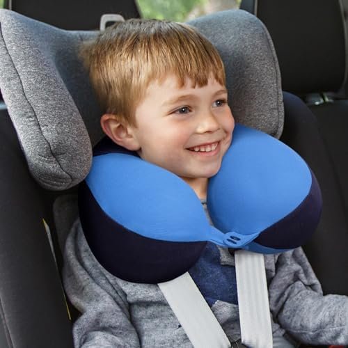 COOLBEBE Kids Chin Supporting Travel Neck Pillow,Softly Double Support Neck Pillow for Car & Airplane, Traveling Gifts for Toddler & Children(1, Haze Blue) - Image 7