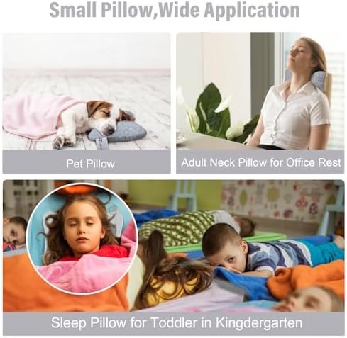 vocheer Small Pillows for Sleeping, 11"x7" Mini Travel Pillow, Tiny Pillows for Neck, Wrist, Lumbar and Knee, Pets Pillow, Cotton, Machine Washable,Light Grey-1PC - Image 4