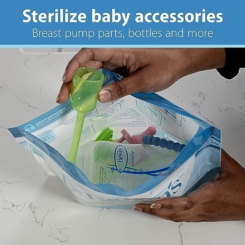 Dr. Brown's Microwave Steam Sterilizer Bags for Baby Bottles, Pacifiers, Pump Parts and Accessories, Travel Baby Bottle Sterilizer, 30 Uses per Bag, 5-Pack - Image 5