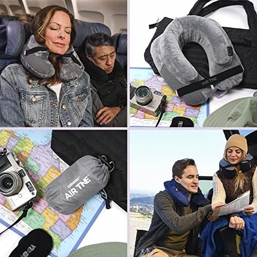 Cabeau Air TNE Inflatable Travel Neck Pillow Lightweight Inflatable Core, Customized Fit, Adjustable Chin Strap, with Compact Carrying Case for Comfort On-The-Go (Midnight Black) - Image 8