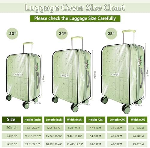 3 Pieces Thicken Clear Luggage Cover Protector, 20" 24" 28" PVC Luggage Covers for Suitcase Waterproof Dustproof Anti-scratch Travel Suitcase Covers Case for Wheeled Luggage - Image 2