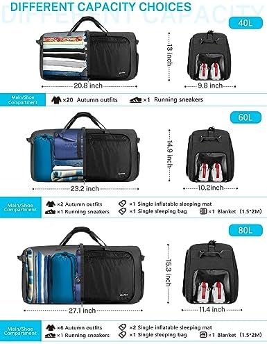 Gonex 40L 60L 80L 100L 150L Large Foldable Travel Duffle Bag with Shoes Compartment, Packable Lightweight Water Repellent Duffel Bag for Camping Gym Weekender Bag - Image 5