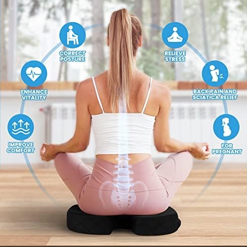 Office/ Car Seat Cushion, Non-Slip Sciatica & Back Coccyx Tailbone Pain Relief Chair Pad, Memory Foam Butt Pillow for Computer Desk, Wheelchair, Driving (Black) - Image 4