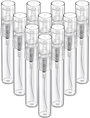 Fandamei Mini Spray Bottle, 10 Pack 5ml Mini Plastic Spray Bottle Empty, Fine Mist Refillable Mini Perfume Bottle, Perfume Atomizer, Small Sample Containers, Plastic Portable Travel Bottle, Clear